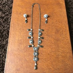 Vintage Necklace and Earrings with Faux Diamonds